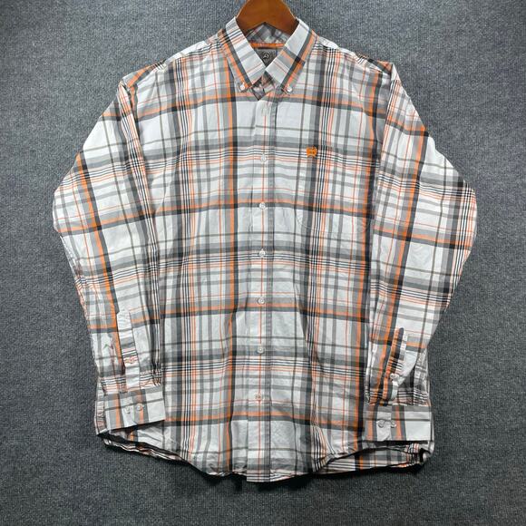 Cinch Button Down Western Shirt Men's Medium Orange/Black/White Plaid Cowboy - Picture 1 of 10